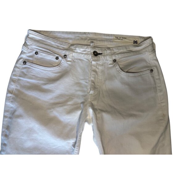 Rag and Bone Frayed Fringe Raw Edge White Jeans, Size 26 - Picture 3 of 4
